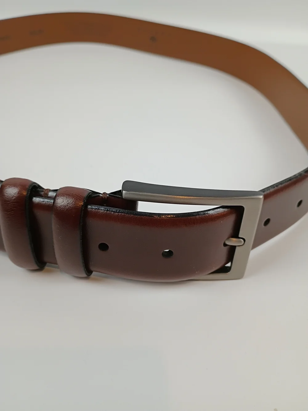 Joseph Abboud Men's Brown Leather Dress Belt with Silver Buckle